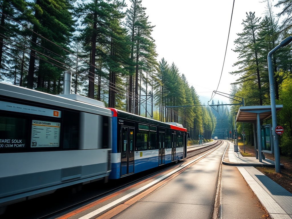 Pociąg na torach kolejowych w Ełku, symbolizujący modernizację kolei